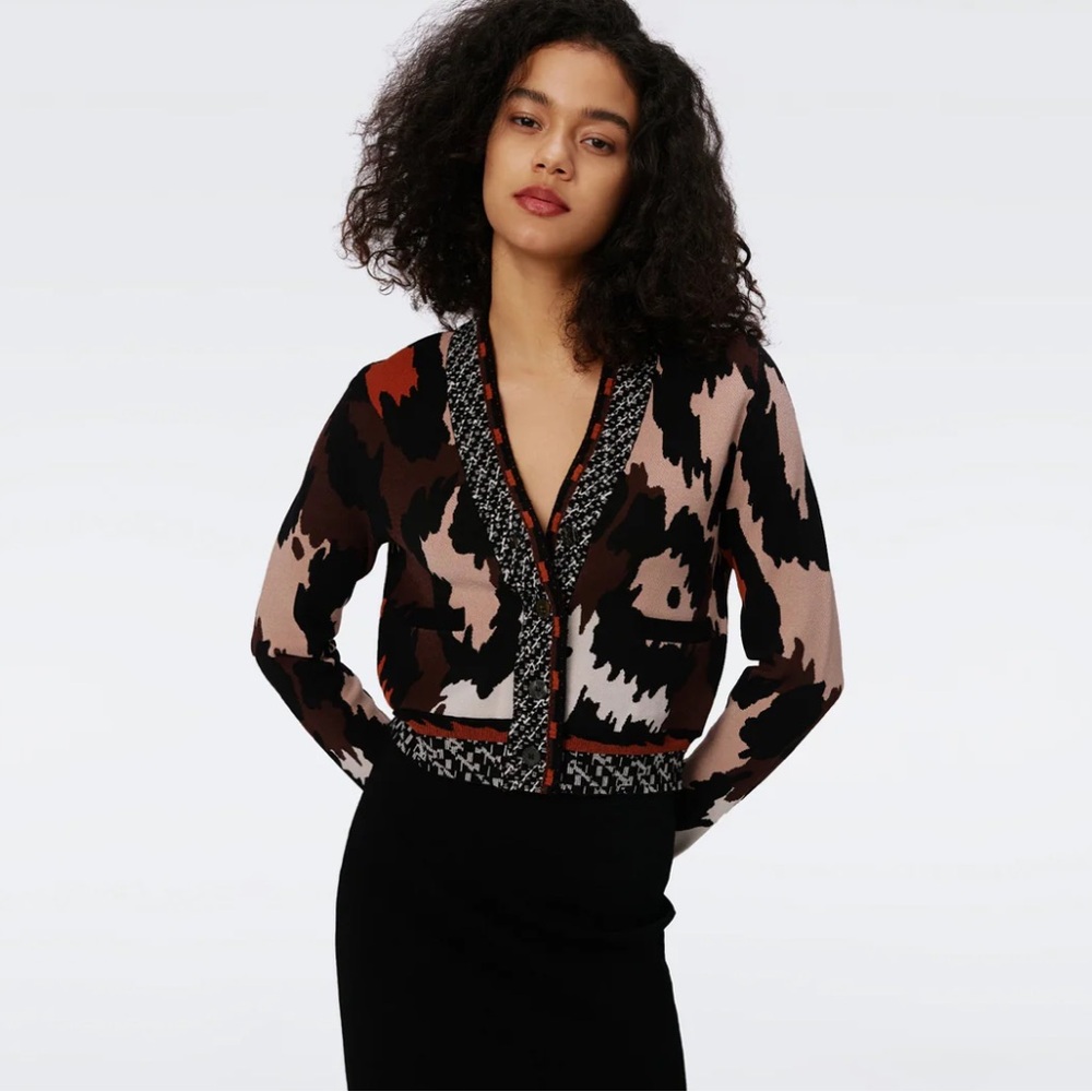 Diane von Furstenberg
Midge Button-Down Jacquard Knit Cardigan NWOT